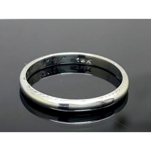 Women's Wedding Band 18k White Gold Antique Ring 2.2mm Wide Estate Size 6.75